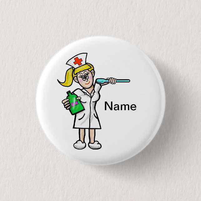 Nurse With Liquid Medicine Customizable Button (Front)