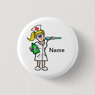 Nurse With Liquid Medicine Customizable Button