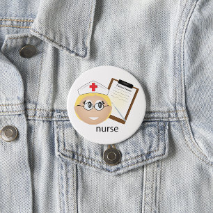 Nurse with Medical Clipboard and Thermometer 3 Inch Round Button