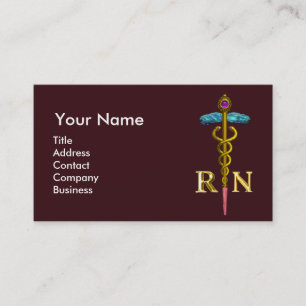 NURSE WITH RESCUE DOG / Gold Caduceus NR Emblem Business Card