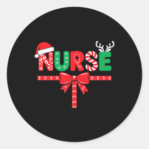 Nurse Xmas Rn Lpn Cna Women Christmas  Classic Round Sticker
