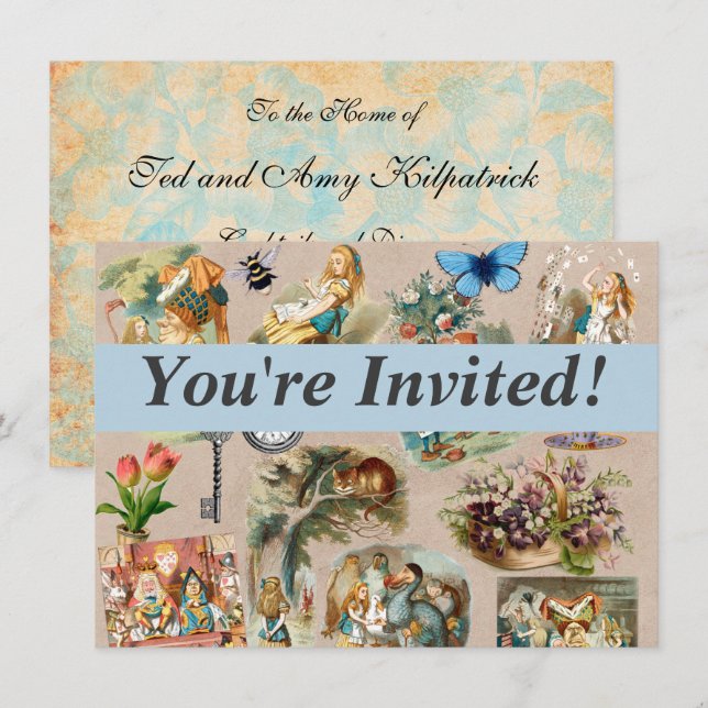  Nursery Alice Colourful 1800s Classic Wonderland  Invitation (Front/Back)