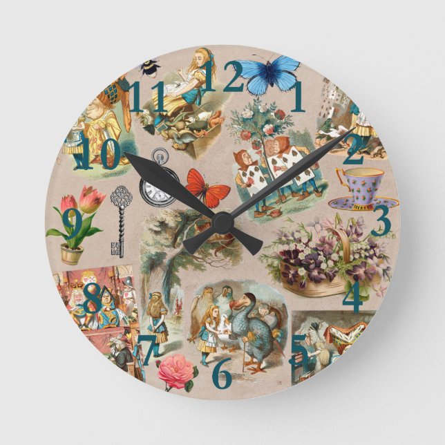  Nursery Alice Colourful 1800s Classic Wonderland  Round Clock (Front)