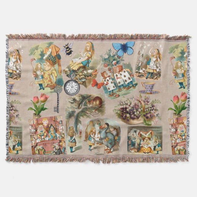 Nursery Alice Colourful 1800s Classic Wonderland  Throw Blanket (Front)