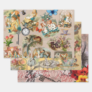  Nursery Alice Colourful 1800s Classic Wonderland  Wrapping Paper Sheet