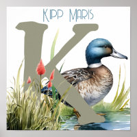 Nursery Art Duck Letter K