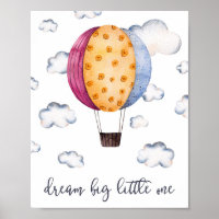 Nursery Art Hot Air Balloon Dream Big