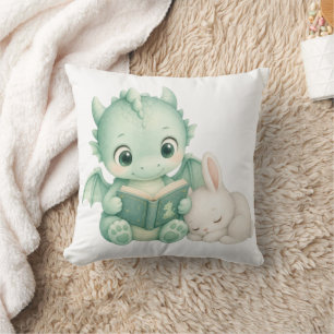 Nursery Baby Dragon Reading Book Kids Throw Pillow