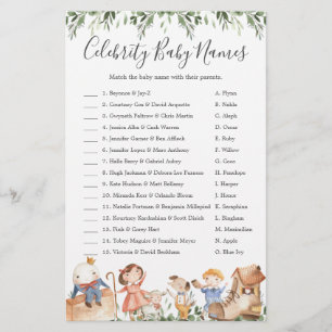 Nursery Baby Shower Celebrity Baby Names Game
