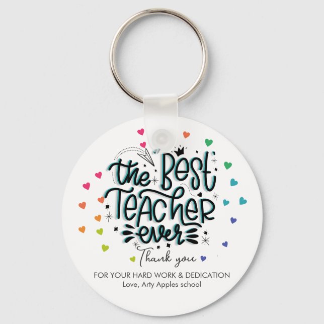 Nursery Best teacher rainbow colour heart Tote Bag Keychain (Front)