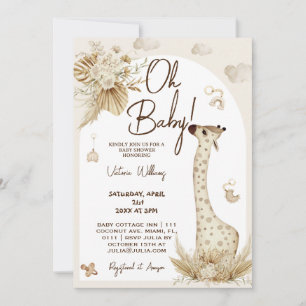 Nursery Boho giraffe baby shower  Invitation