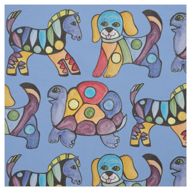 Nursery Child's Decor Turtle Zebra Dog Curtain Fabric (Swatch)