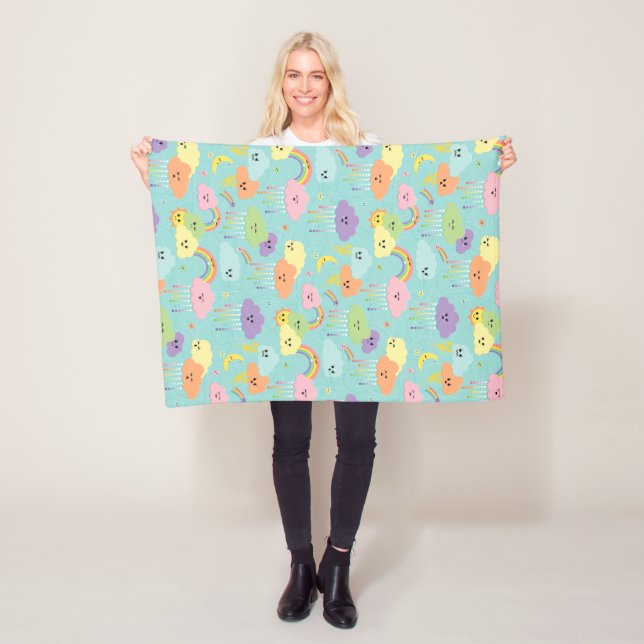 Nursery Cute Cloudy Sky Fleece Blanket (In Situ)