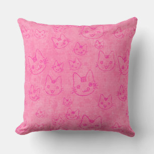 Nursery Decor cute little kitties Pattern In Pink Throw Pillow