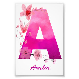Nursery Decor Initial Name for Baby Newborn Photo Print