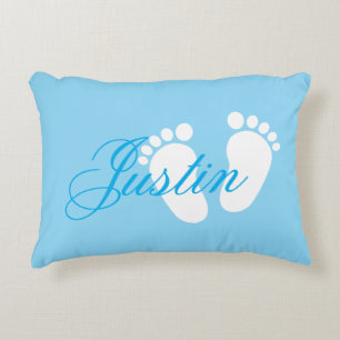 Nursery decoration pillow with cute baby footprint