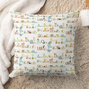 Nursery Indoor Pouf - Colourful Alphabet Throw Pillow