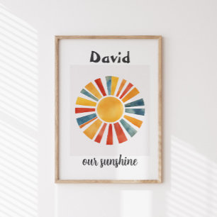 Nursery\Kids Boho Sun Personalized Sunshine Custom Poster