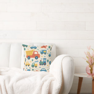 Nursery/Kids’ Room Pillow Cars Trucks Trains