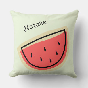 Nursery monogram l Pretty watermelon l Green Throw Pillow