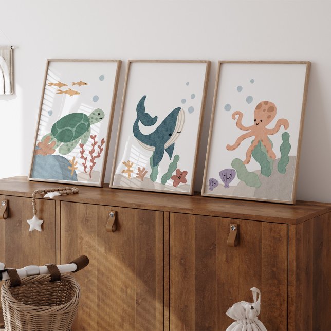 Nursery Ocean animals poster set of 3 (Creator Uploaded)