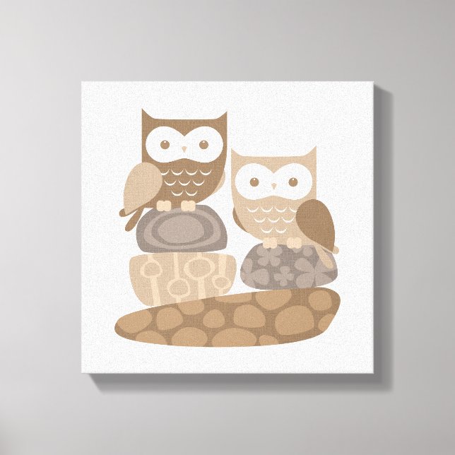 Nursery Owl Modern Neutral Canvas Art (Front)