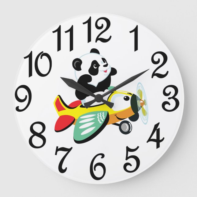 Nursery Panda Bear  Large Clock (Front)