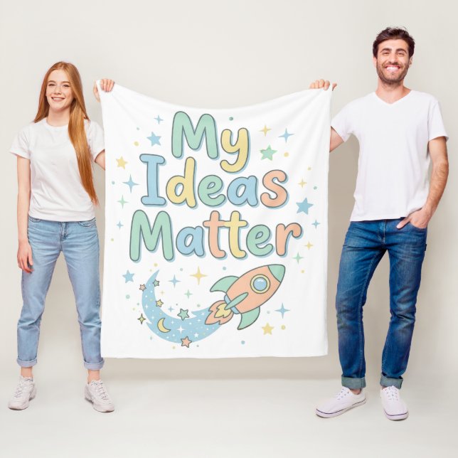 Nursery Positive Affirmation My Ideas Matter Fleece Blanket (In Situ)