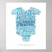 Nursery Poster Baby Boy Babygrow Newborn Gift