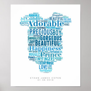 Nursery Poster Baby Boy Babygrow Newborn Gift