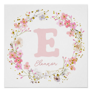 nursery poster initial name girl