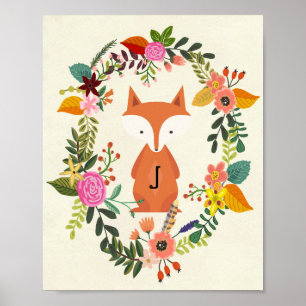 nursery poster monogram fox