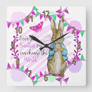 Nursery Rabbit and Bunting Clock in pink