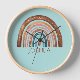NURSERY RAINBOW BOYS NAME CLOCK
