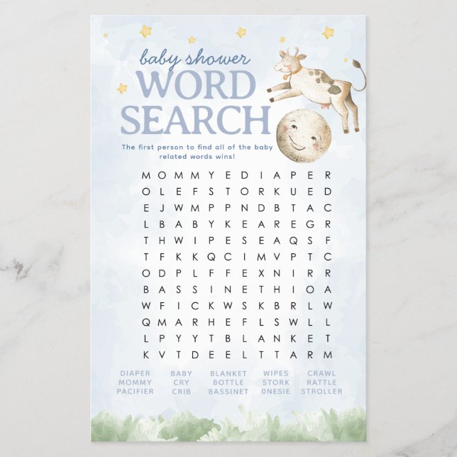 Nursery Rhyme Baby Shower Word Search Activity Flyer (Front)
