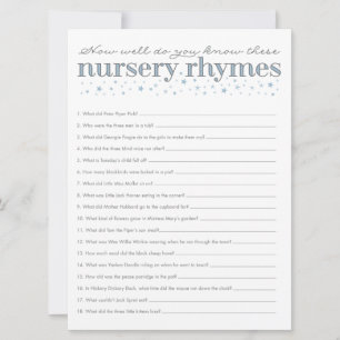 Nursery Rhyme Game Star Baby Shower Game Card