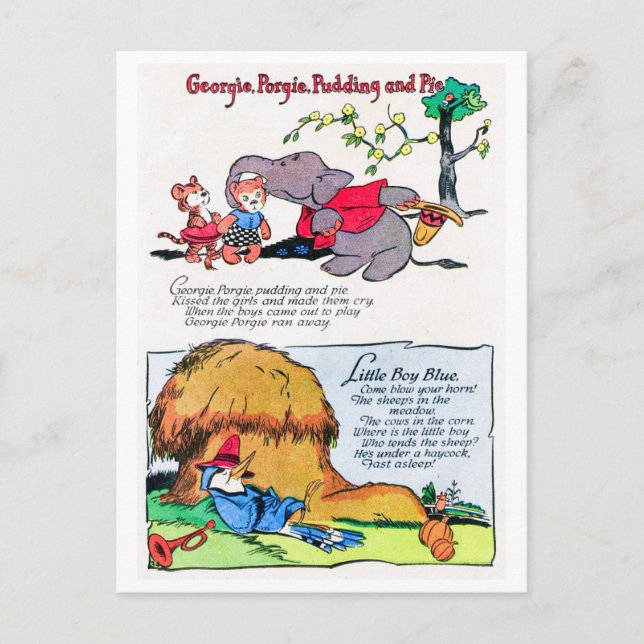 Nursery Rhyme - Georgie Porgy, Little Boy Blue Postcard (Front)