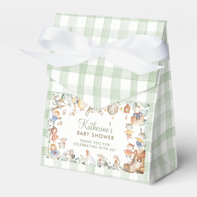 Nursery Rhyme Greenery Baby Shower 1st Birthday Favor Box (Front Side)