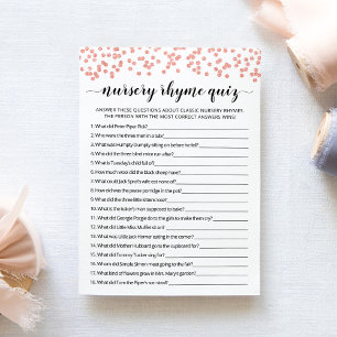 Nursery Rhyme Quiz Baby Shower game Card