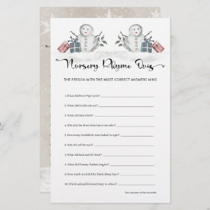 Nursery Rhyme Quiz Snowman Baby Shower