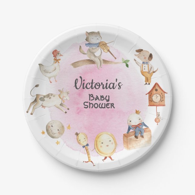 Nursery Rhyme Storybook baby shower Paper Plate (Front)