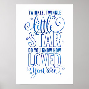 NURSERY RHYME twinkle, twinkle little star blue Poster