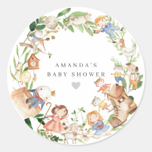 Nursery Rhymes Baby Shower  Classic Round Sticker