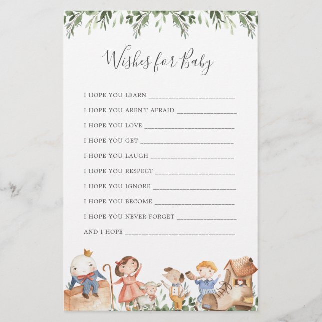 Nursery Rhymes Baby Shower Wishes For Baby (Front)