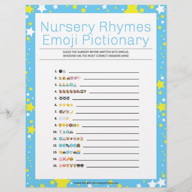 Nursery Rhymes Emoji Pictionary [Starry Night Blue Letterhead (Front)