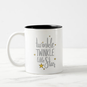 Nursery Rhymes Image Twinkle Twinkle Little Design Two-Tone Coffee Mug