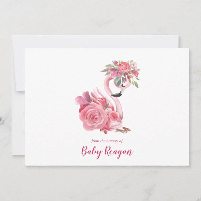 Nursery Swan Monogram Baby Shower Thank You (Front)