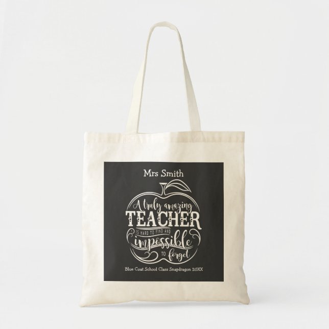 Nursery Teacher  chalkboard apple book fashion Tote Bag (Front)