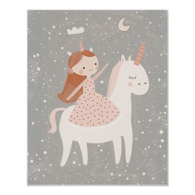 Nursery Unicorn Wall Art, Cute Kids Playroom Decor (Front)