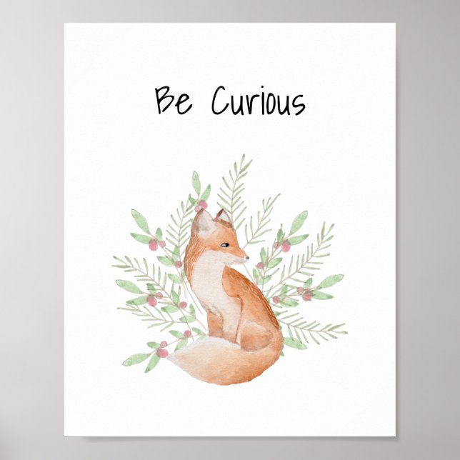 Nursery Wall Art Baby Animal Fox Be Curious (Front)